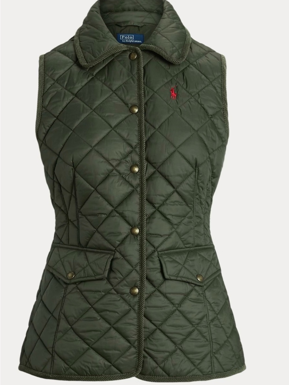 Polo by Ralph Lauren Olive Quilted Snap-Front Vest